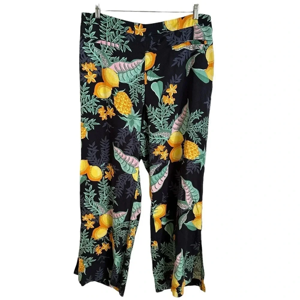 Anthropologie Maeve plus size 20W Escape‎ Printed Pants Pineapple Lemon Tropical